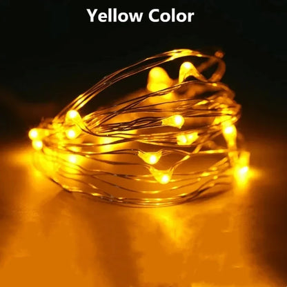 Kerst Lichtsnoer 1 Stuk – LED Koperdraad Lichtjes met Batterijdoos – Warm Wit – Sfeervolle Decoratie