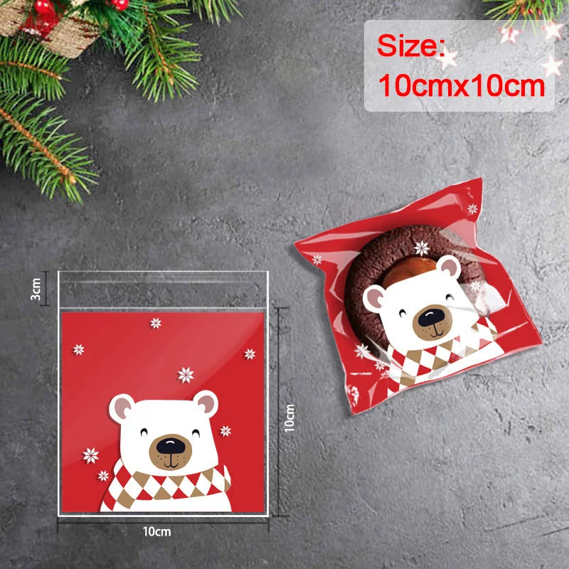 Kerst cadeauverpakking – 100 stuks zelfklevende snoep- en koekzakjes voor feestelijke traktaties