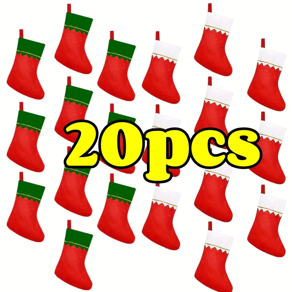 Kerst sok (decoratief) rood vilt met gouden rand – feestelijke haarddecoratie - 10-20 stuks