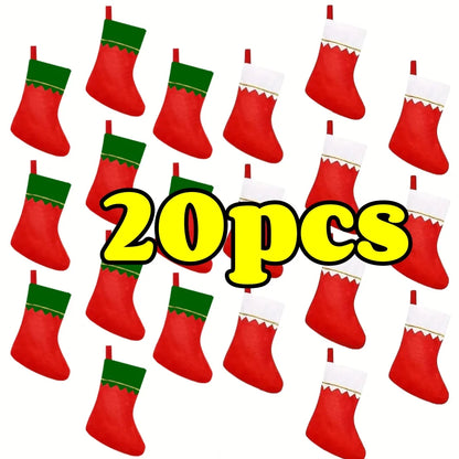 Kerst sok (decoratief) rood vilt met gouden rand – feestelijke haarddecoratie - 10-20 stuks