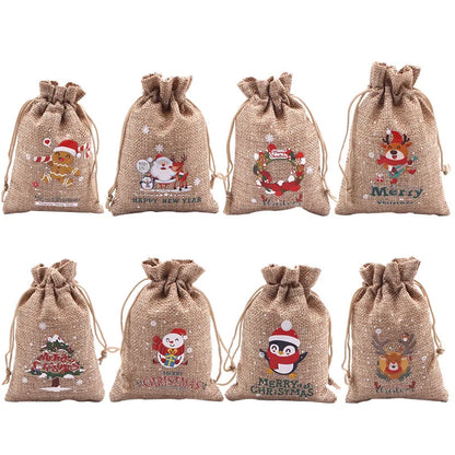 Kerst cadeau verpakking – Natuurlijke jute zakjes met trekkoord voor sieraden of snoep