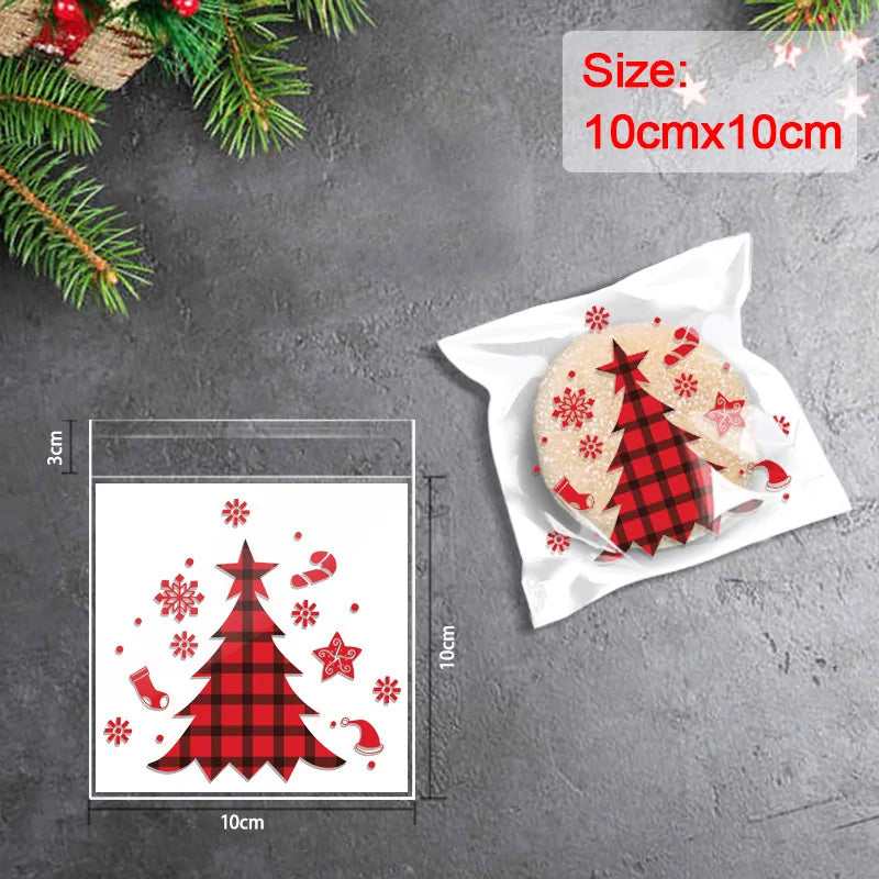 Kerst cadeauverpakking – 100 stuks zelfklevende snoep- en koekzakjes voor feestelijke traktaties