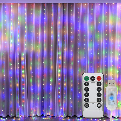Kerst lichtgordijn 300 LED met afstandsbediening en 8 verlichtingsstanden