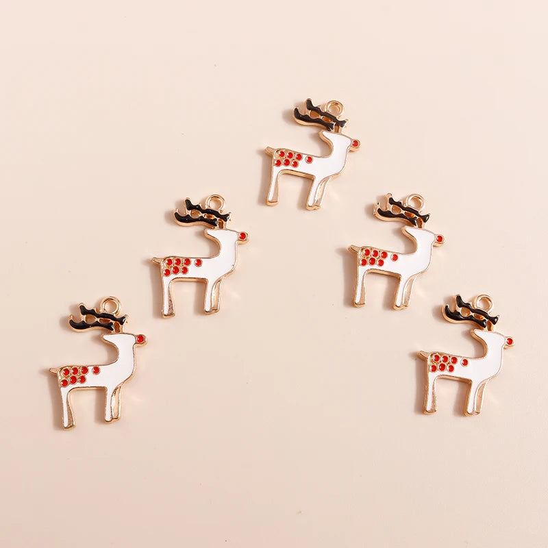 Kerst hanger/bedel voor ketting of armband – Emaille rendier kerstcollectie - 20 stuks