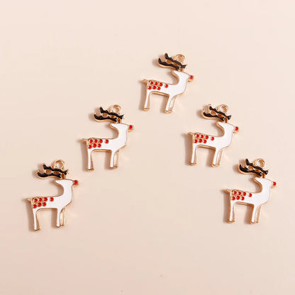 Kerst hanger/bedel voor ketting of armband – Emaille rendier kerstcollectie - 20 stuks