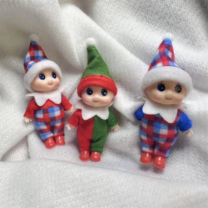Kerst pop tweeling elf jongen en meisje – feestelijke mini decoratie