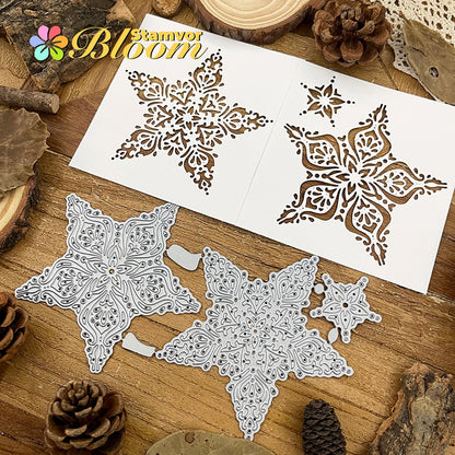 Snijmal Kerst Sterren Kant Hollow Metalen snij mal voor Scrapbooking