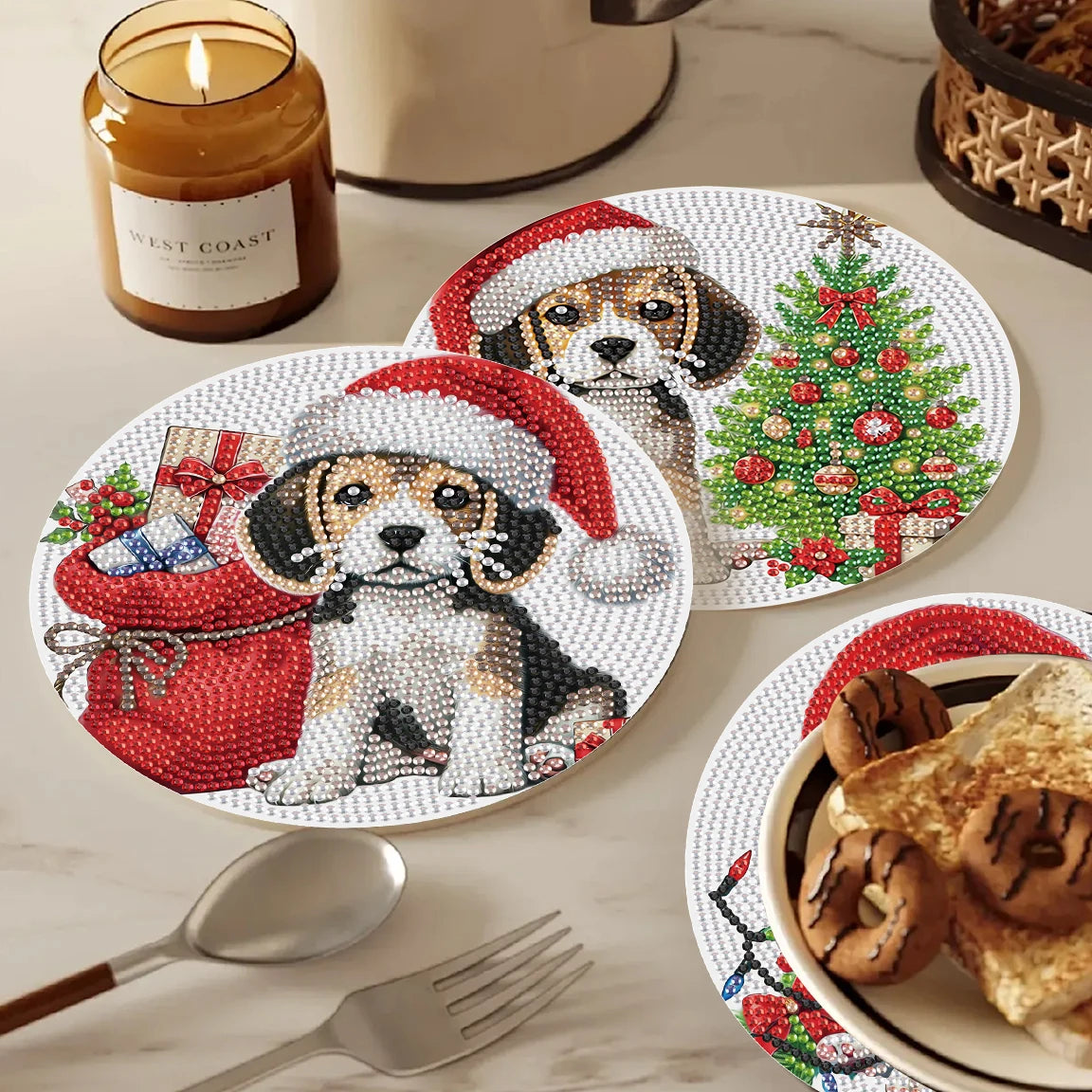 Diamond Painting Placemat met Schattige Puppy – Set van 3 voor Tafeldecoratie