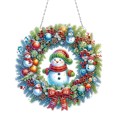 Diamond Painting Kerst krans acryl hanger met strass steentjes