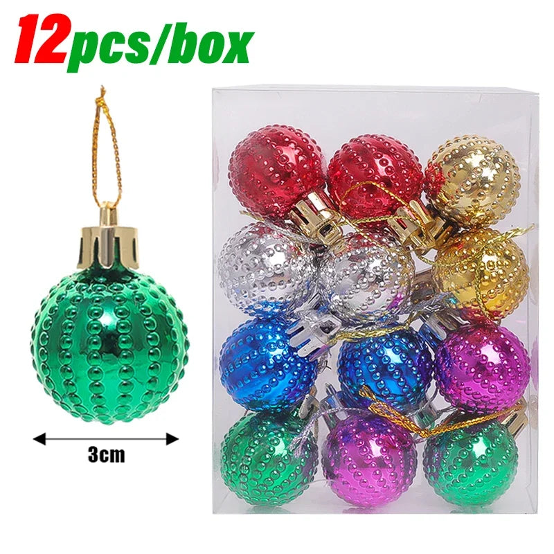 Kerstballen set mini 3CM – kleurrijke kerstdecoratie voor boom en huis