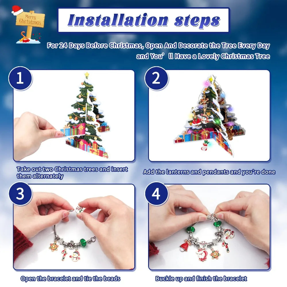 Advent kalender armbandenset met 24 verrassingen – feestelijke sieraden cadeaubox