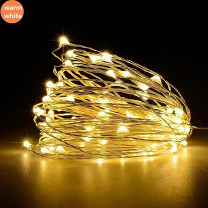 Kerst Lichtsnoer 1 Stuk – LED Koperdraad Lichtjes met Batterijdoos – Warm Wit – Sfeervolle Decoratie