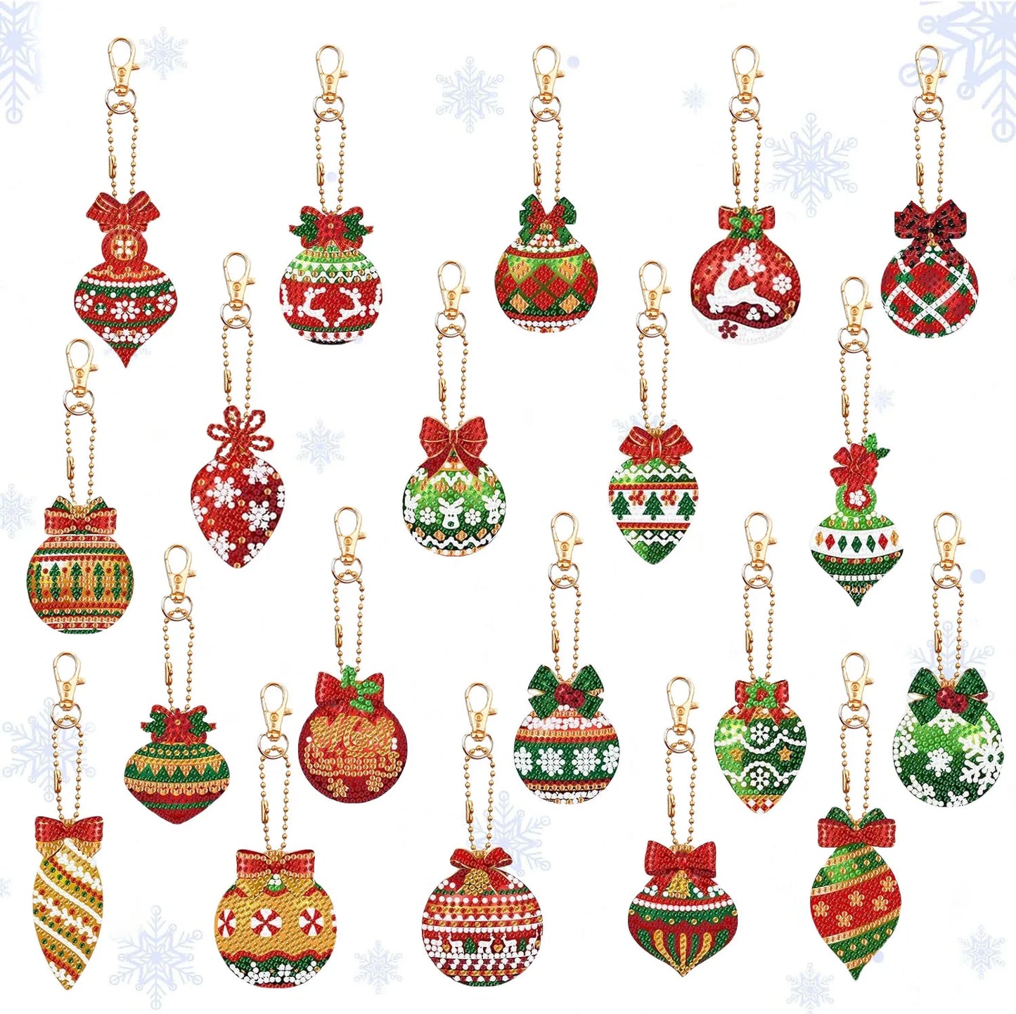 Diamond Painting Kerst Sleutelhangers – 20 sets Dubbelzijdige Kerstballen