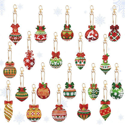 Diamond Painting Kerst Sleutelhangers – 20 sets Dubbelzijdige Kerstballen
