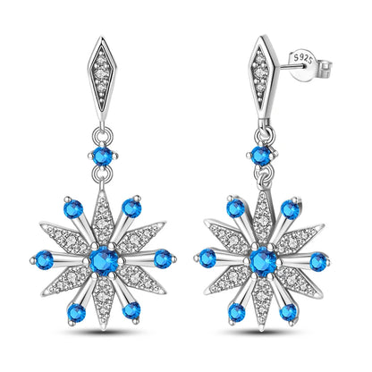 Kerst oorbellen 925 zilver sneeuwvlok met fonkelende zirkonia