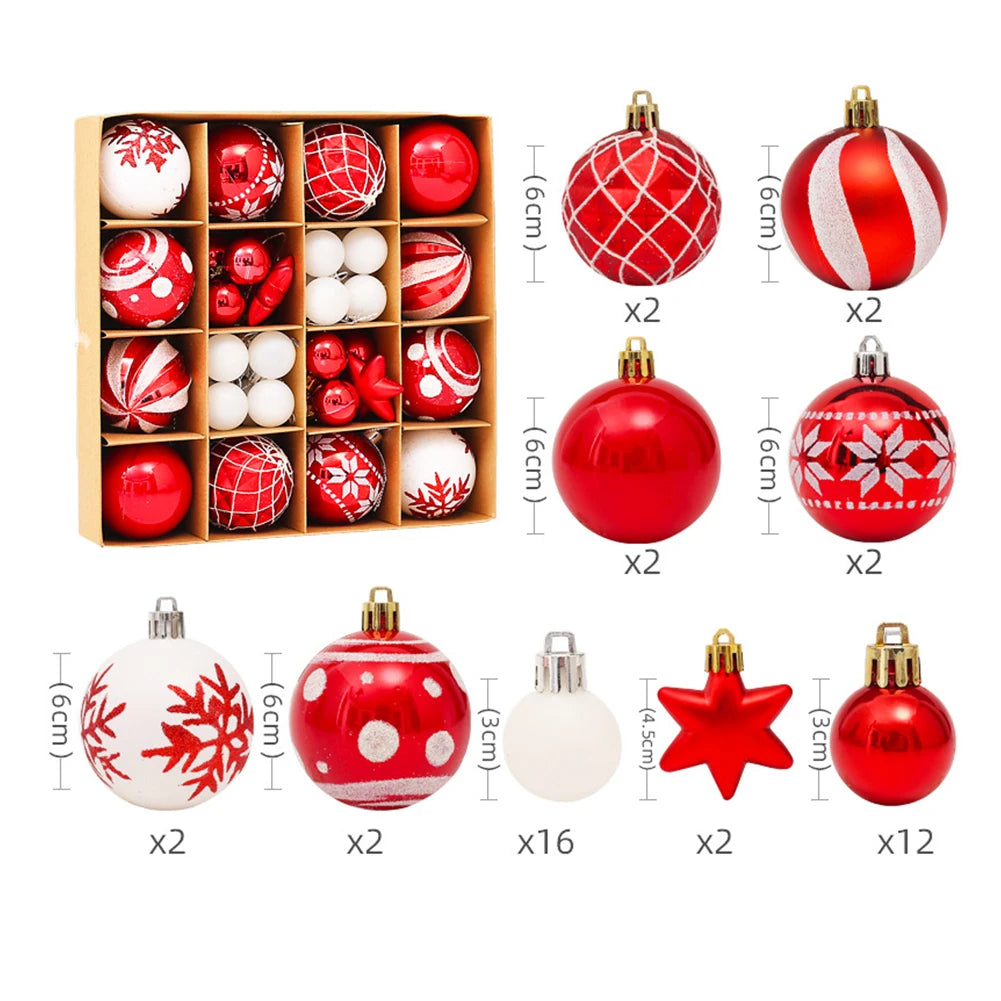 Kerstballen set 42 stuks – kunststof kerstdecoratie Ø6 cm