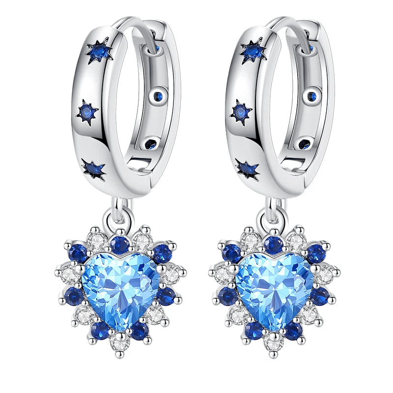 Kerst oorbellen 925 zilver sneeuwvlok met fonkelende zirkonia