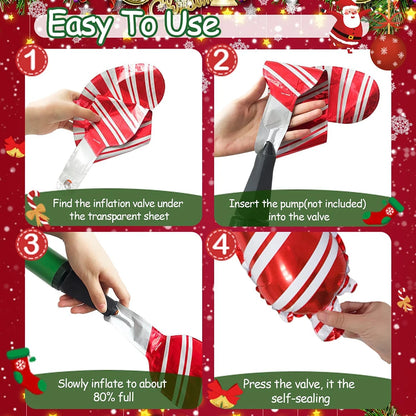 Opblaasbaar Kerst ornament snoepstok en ster decoratie in rood en groen