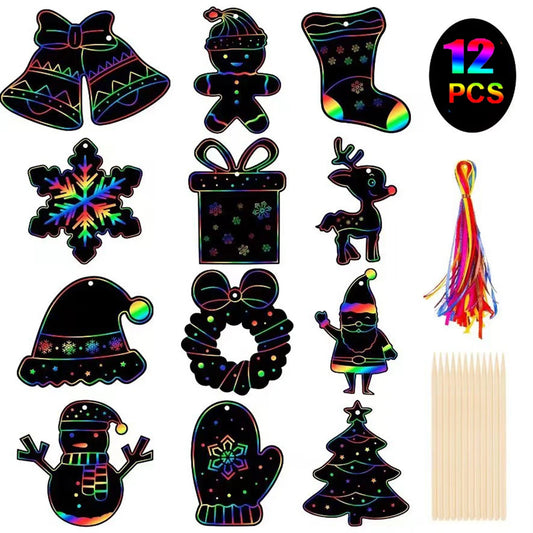 Krastekeningen Kerstset – 12 Magische Regenboog Ornamenten