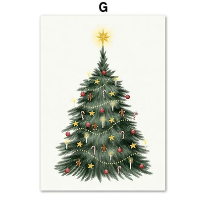 Kerst schilderij rode amaryllis met kerstboom en notenkraker – sfeervolle wanddecoratie