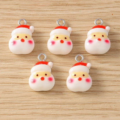 Kersthangers voor ketting of armband – 10 schattige hars bedels met kerstman en rendier