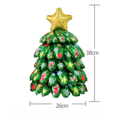 Opblaasbare kerstballonnen set met rendier, sneeuwpop en kerstboom