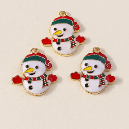 Kersthanger voor ketting of armband kerstboom rendier bel sneeuwpop hanger set - 10 stuks