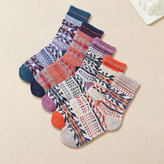 Kerstsokken warme dames sokken met retro winterprint WZ-261