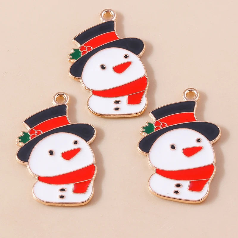 Kersthanger voor ketting of armband sneeuwpop emaille bedels 20 stuks