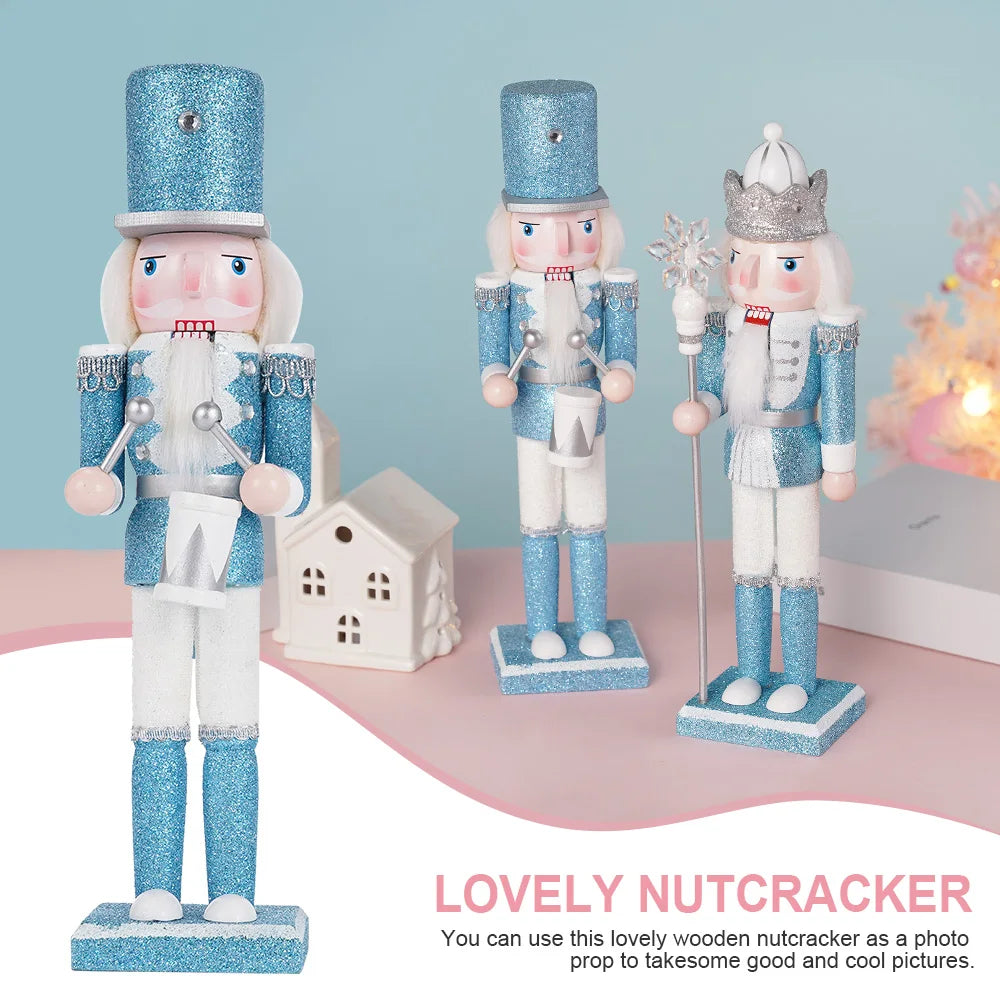 Kerst pop notenkraker houten soldaat blauw 30cm decoratie
