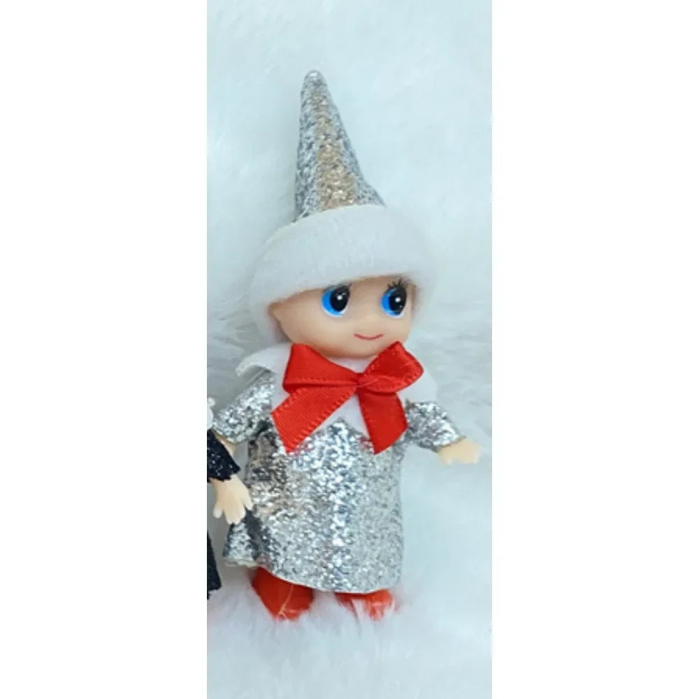 Kerst pop tweeling elf jongen en meisje – feestelijke mini decoratie