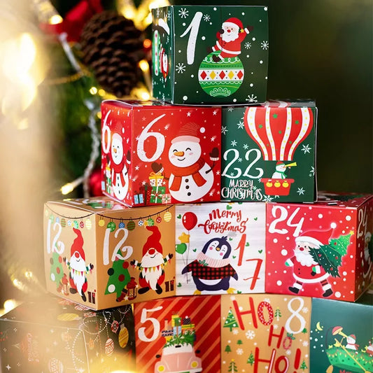 Kerst cadeauverpakking set van 24 advent doosjes voor aftelkalender