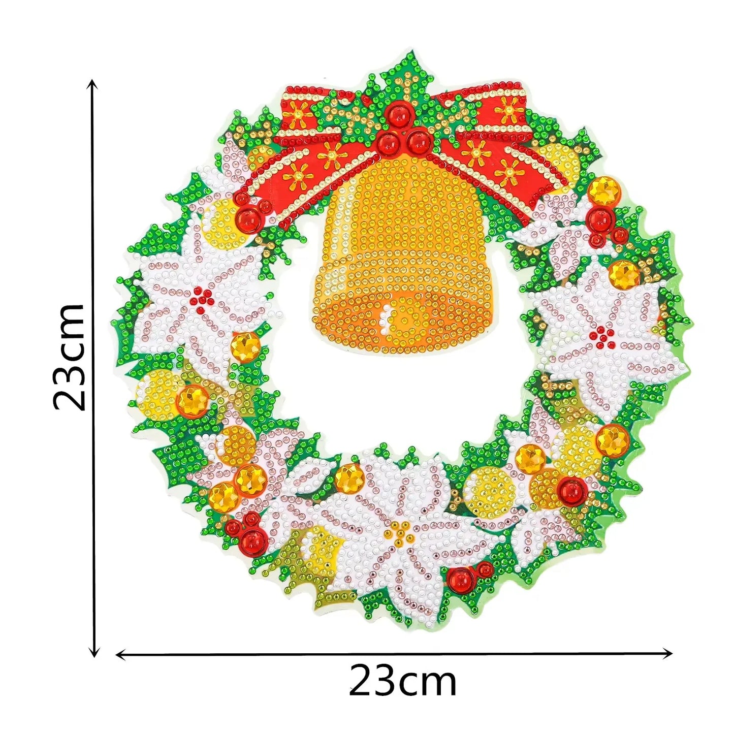 Diamond Painting Kerstkrans – Acryl Kerstdecoratie met Sneeuwpop – 23x23cm – Wandhanger