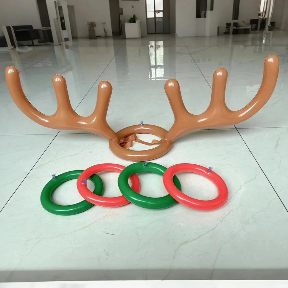 Opblaasbaar Kerst ornament rendiergewei ringwerpspel – feestelijke decoratie
