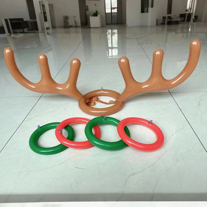 Opblaasbaar Kerst ornament rendiergewei ringwerpspel – feestelijke decoratie