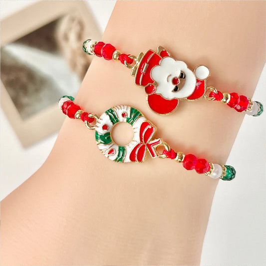Kerst armband set met imitatieparels en feestelijke hangers