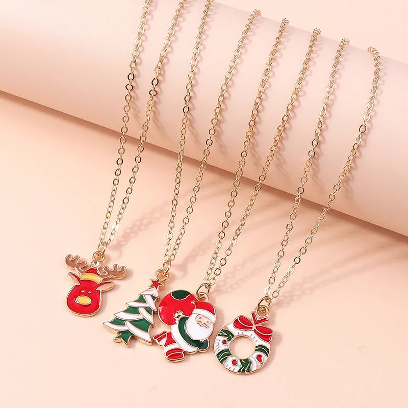 Kerst Ketting met Rendier, Belletjes en Kerstboom Hanger – Feestelijke Sieraden voor Dames