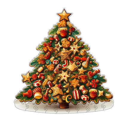 Houten figuren puzzel - Kerstboom thema - Unieke 3D puzzel met speciale vormen