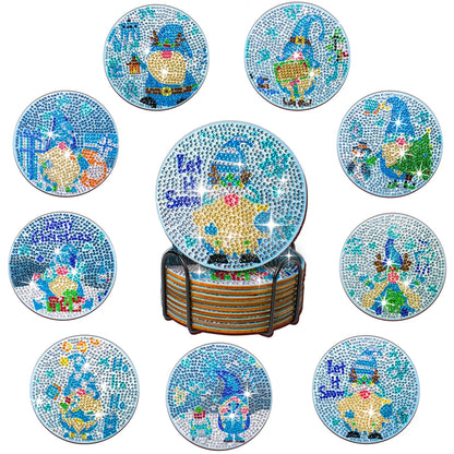 Diamond Painting Onderzetters Kerst – Set van 10 met Houder
