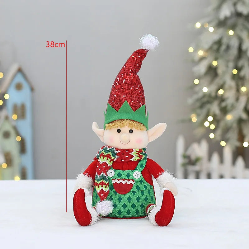 Kerst pop liggende telescoop elf met slee – feestelijke decoratie voor thuis