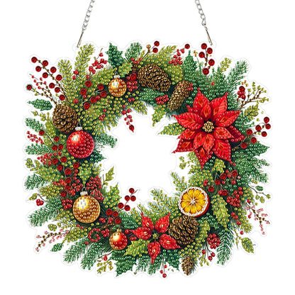 Diamond Painting Kerstkrans hanger raamdecoratie acryl met strass steentjes