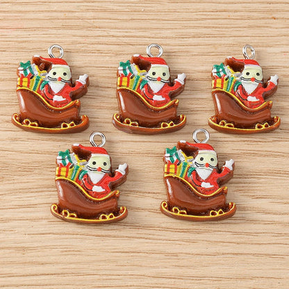 Kersthangers voor ketting of armband – 10 schattige hars bedels met kerstman en rendier