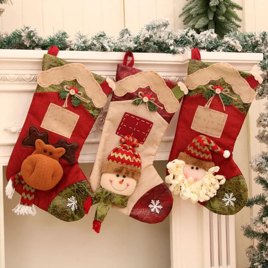 Kerstsokken Cartoon Decoratie met Pop - Snoepzak