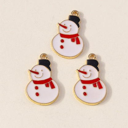 Kersthanger voor ketting of armband kerstboom rendier bel sneeuwpop hanger set - 10 stuks