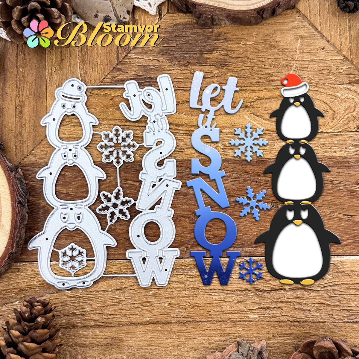 Snijmal Winterse Pinguïns Sneeuwvlokken Let it Snow