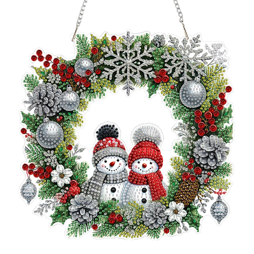 Diamond Painting Kerstkrans hanger raamdecoratie acryl met strass steentjes