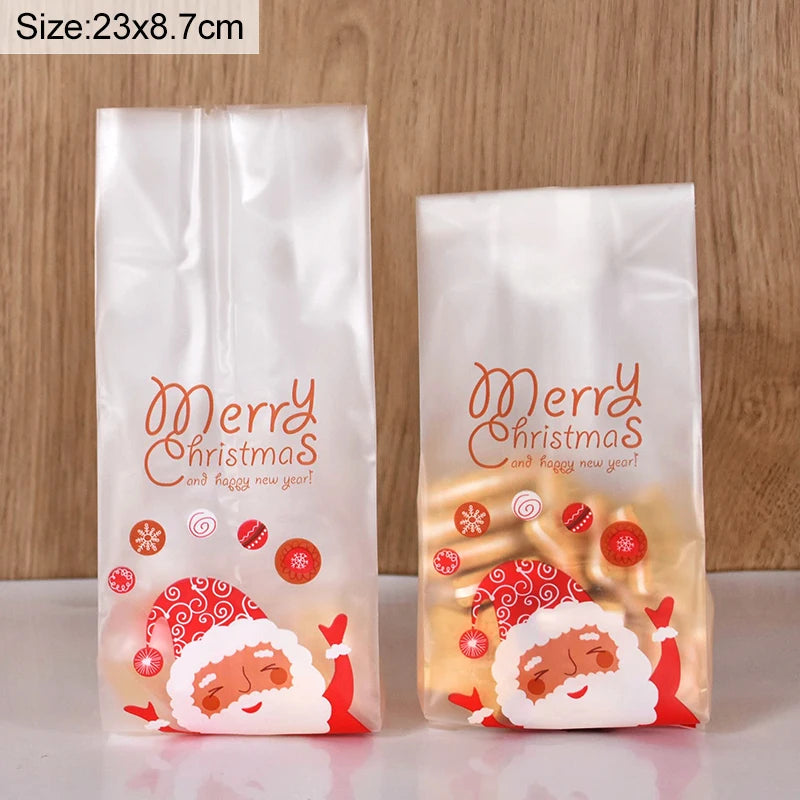 Kerst cadeau verpakking – Sneeuwpop koekjeszakjes met kerstboom en sneeuwvlok motief