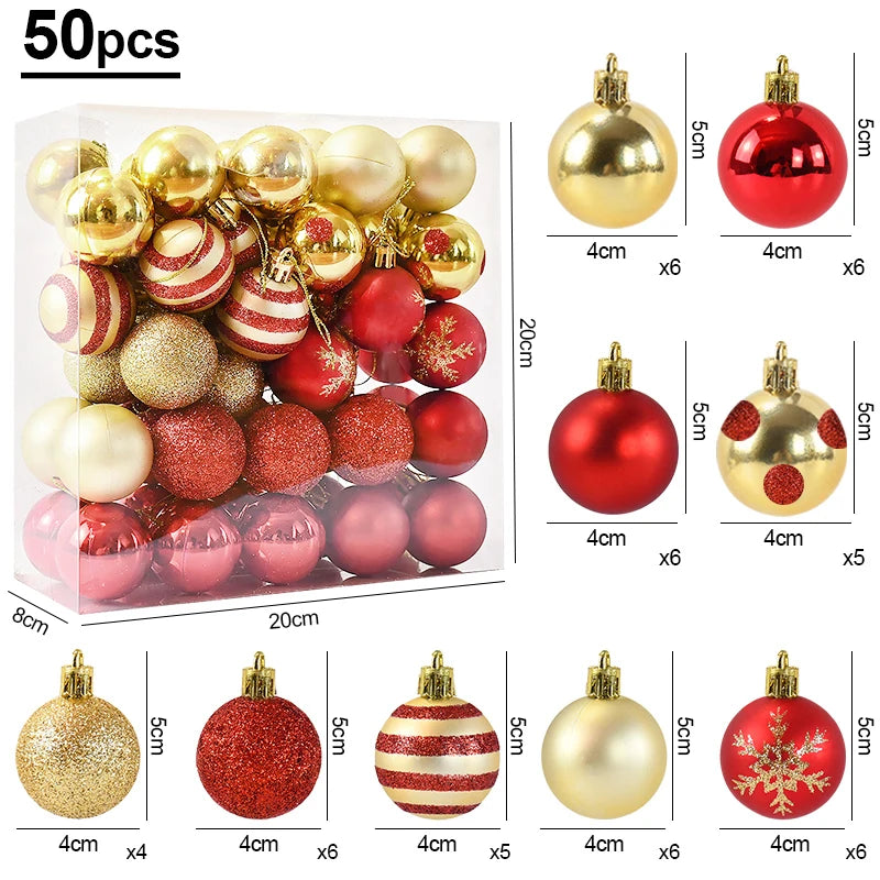 Kerstballen set 50 stuks 4cm kerstboom decoratie in luxe kleuren