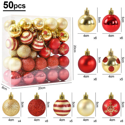 Kerstballen set 50 stuks 4cm kerstboom decoratie in luxe kleuren