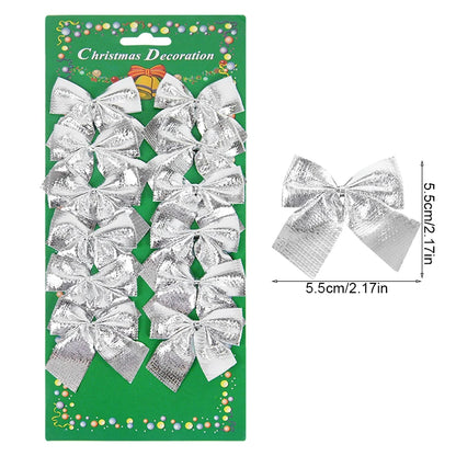 Kerstboom ornamenten rode, zilveren en gouden strikjes set 12/24 stuks